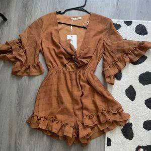 Burnt orange flowy romper